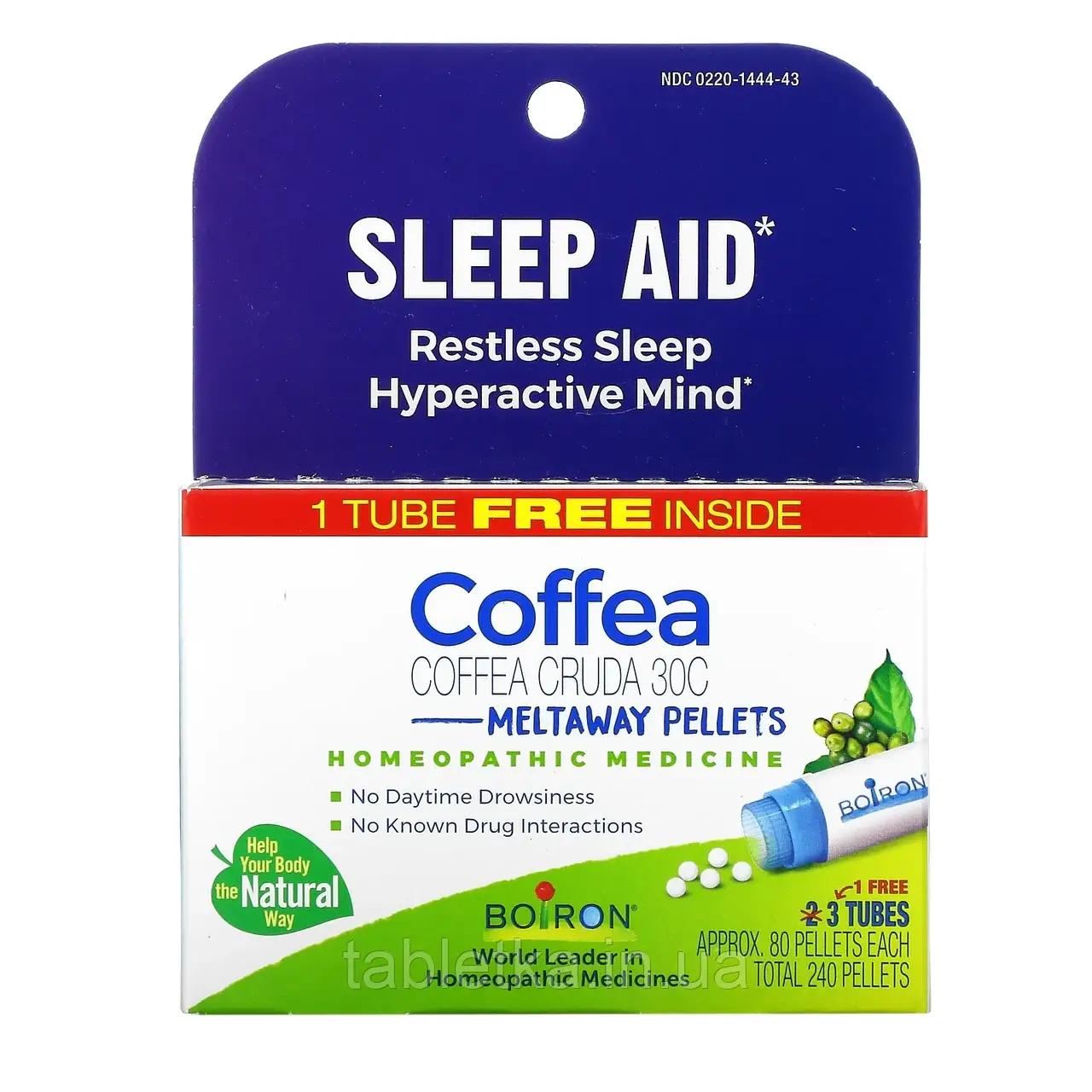 Boiron, Coffea, засіб для полегшення сну, гранули Meltaway, 30 °C, 3 тюбики, 80 гранул у кожному