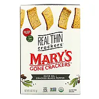 Mary's Gone Crackers, Real Thin Crackers, оливковое масло и черный перец, 142 г (5 унций) Днепр