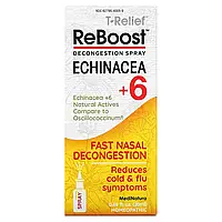 MediNatura, T-Relief, ReBoost, эхинацея + 6 ингредиентов, спрей против заложенности носа, 20 мл в Украине