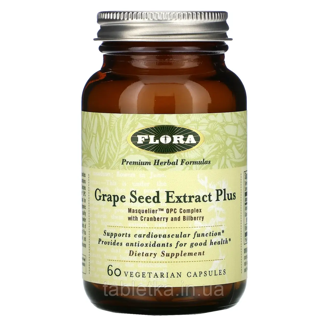 Flora, екстракт кісточок винограду плюс 60 вегетаріанських капсул