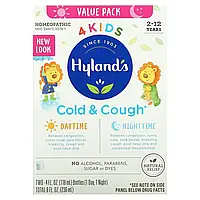 Hyland's, 4 Kids, средство от простуды и кашля, для детей от 2 до 12 лет, упаковка с 2 флаконами для дневного