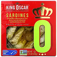 King Oscar, Sardines In Extra Virgin Olive Oil With Sliced Spanish Manzanilla Olives, 3.75 oz ( 106 g) в в