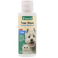 NaturVet, Tear Stain, средство для удаления пятен от слез с шерсти для животных с алоэ, для собак и котов,