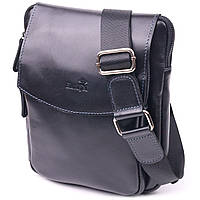Мужская сумка-мессенджер небольшого размера SHVIGEL 18721 Черная. Натуральная кожа