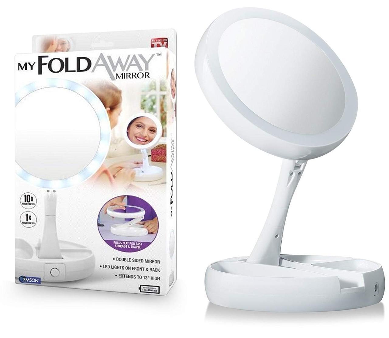 Складное зеркало для макияжа с Led подсветкой My Fold Away Mirror MAS - фото 7 - id-p1796535778