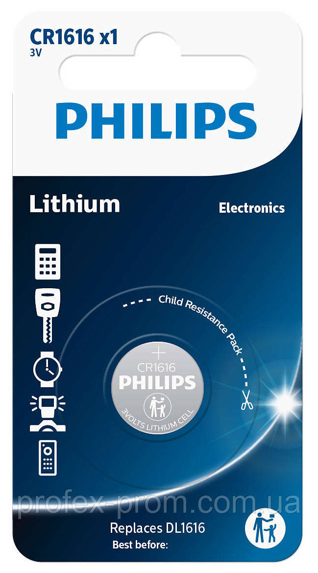 Батарея Philips CR1616 LITHIUM MINICELLS B1 (блістер)