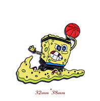 Губка боб спанч боб брошь брошка значок пин злой Sponge Bob металл найк баскетбол мяч