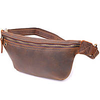 Винтажная поясная сумка из натуральной кожи Vintage коричневая | кожаная сумка на пояс