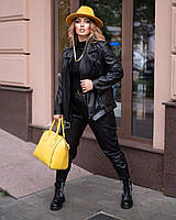 Модная женская куртка- косуха с эко кожи на подкладке из двунитки батал с 50 по 60 размер