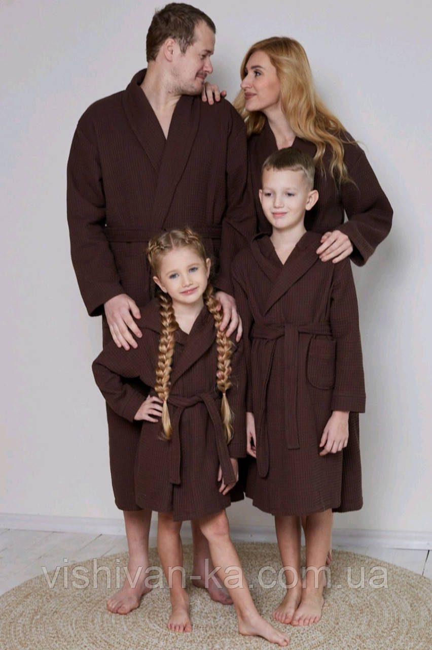 Вафельні халати для всієї родини чоловічі жіночі дитячі