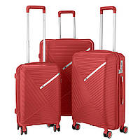 Набор пластиковых чемоданов 2E, SIGMA,(L M S), 4 колеса, красный (2E-SPPS-SET3-RD)