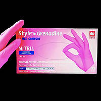 Перчатки нитриловые Церос: Style Grenadine nitryl XS Pink (100 шт), нестерильные неопудренные ИксС, Розовый