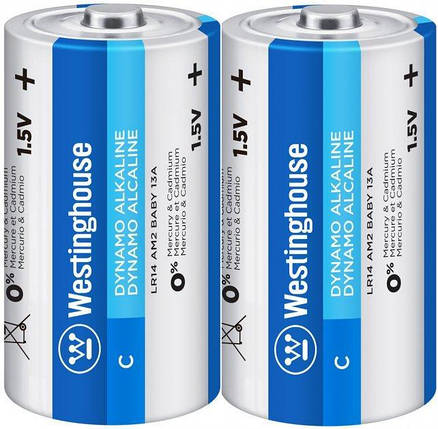 Лужна батарейка Westinghouse Dynamo Alkaline C/LR14 2 шт./пач./пач.shrink, фото 1