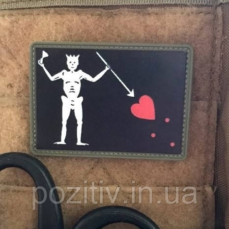 Шеврон чорна борода на липучці Blackbeard Flag Pirate ПВХ