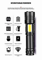 Ліхтар ручний Quantum QM-FL1035 Perfect 5WLED zoom +3WCOB з Type-C з функцією Power Bank, фото 3