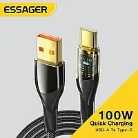 Дата кабель 2м Essager 7A USB Type C Cable PD 100W Fast Charging Wire USB-C Charger Data