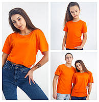 Футболка женская оранжевая однотонная , спорта и повседневная носка , хлопок женская футболка оранжевого цвета M