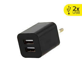 Адаптер кубик 2 USB  Black