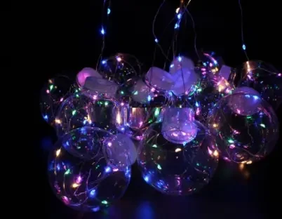 Гірлянда Xmas (Штора) 150 Led (Copper) на мідному дроті прозорі кулі Мульти 8см 3M*1,5M прозорі кулі 3M*1,5M