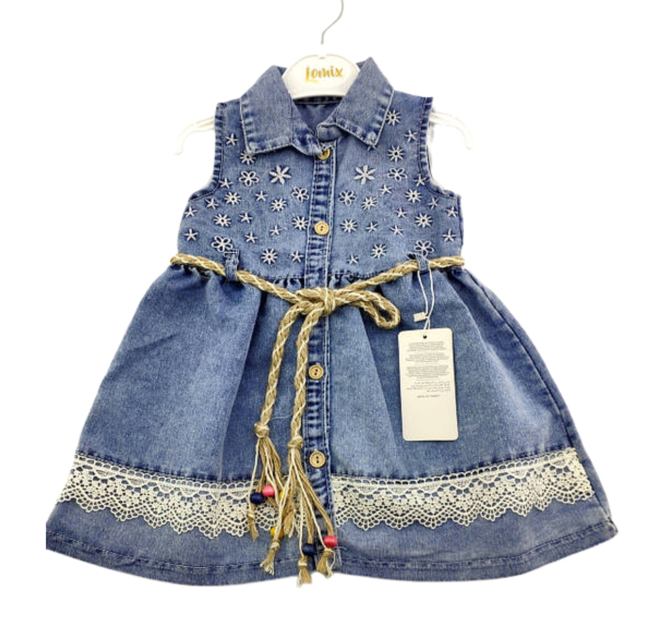 Дитячий сарафан плаття Туреччина 2, 3 роки для дівчинки джинсовий літній синє (ПЛД9)