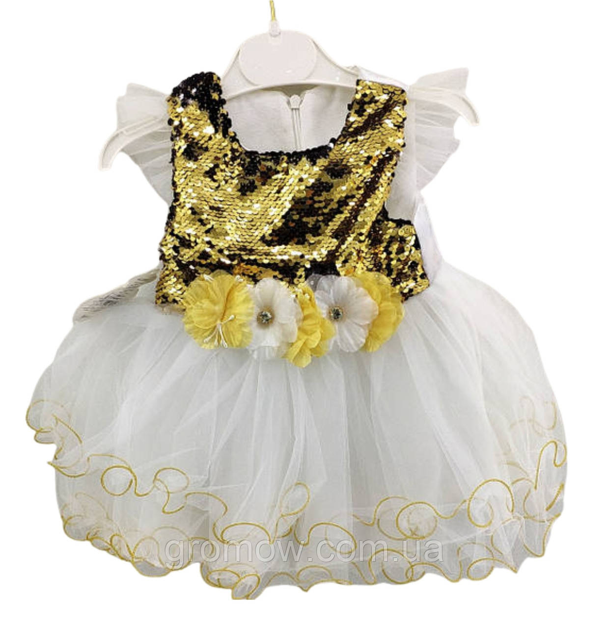 Дитячий сарафан сукня Туреччина 1, 3 роки для дівчинки бавовна літня святкова біла (ПЛД13), фото 1