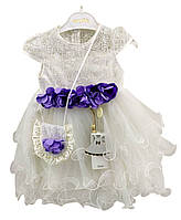 Детский сарафан платье Турция 2, 3, 4 года для девочки хлопок летний нарядное белое (ПЛД25) 4 года