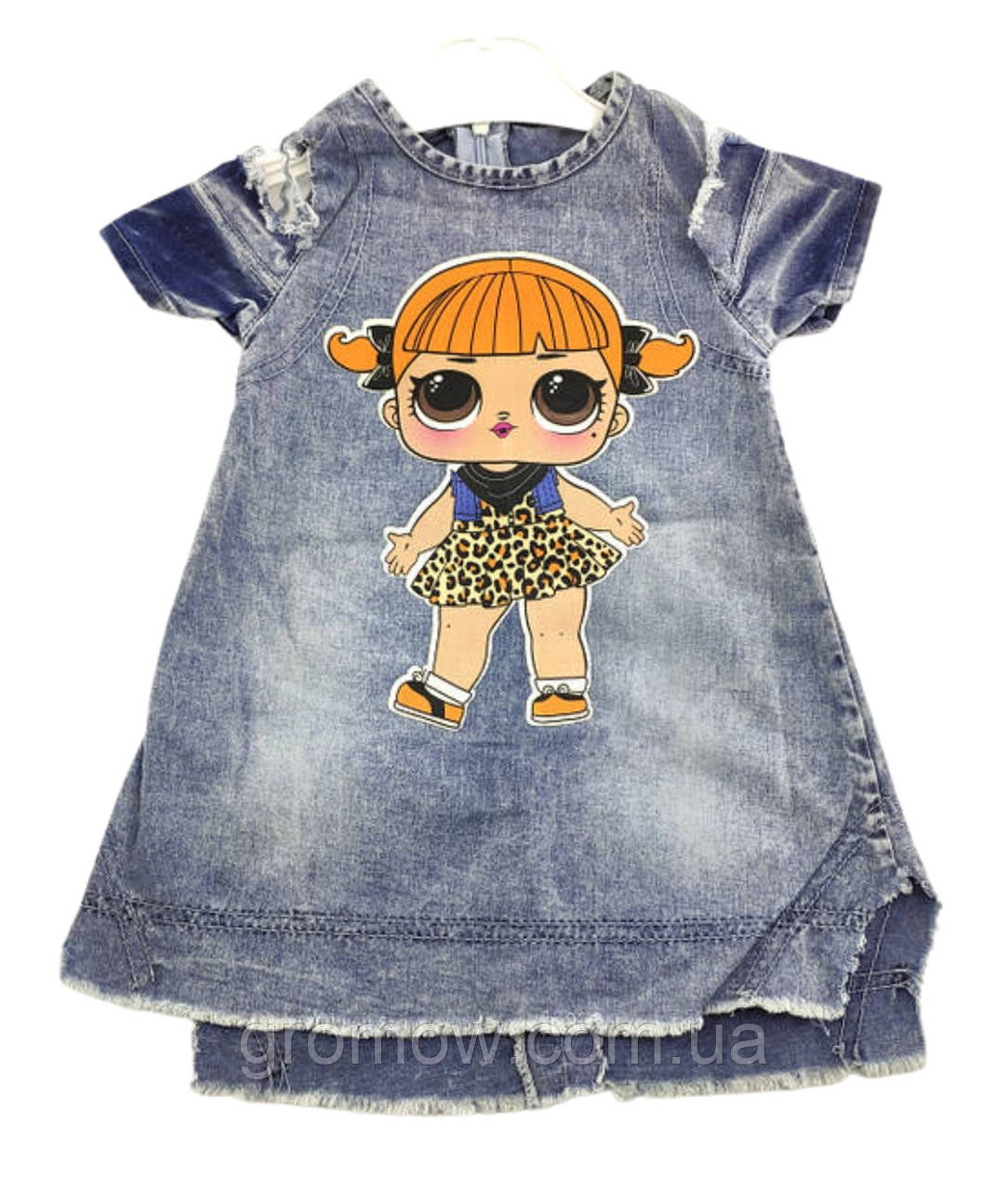 Дитячий сарафан плаття Туреччина 2, 3 роки для дівчинки джинсовий літній синє (ПЛД27), фото 1