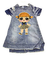 Детский сарафан платье Турция 2, 3, 4 года для девочки джинсовый летний синее (ПЛД27) 4 года