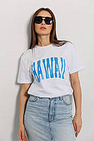 Женская базовая однотонная футболка с надписью HAWAII