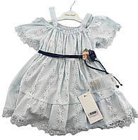 Детский сарафан платье Турция 2, 3, 4 года для девочки хлопок летний голубое (ПЛД34)