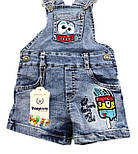 Дитячий комбінезон Туреччина 2, 3, 4 роки для дівчинки літній джинсовий синій (ПЛД39), фото 4