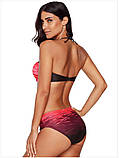 Жіночий купальник халтер роздільний червоного кольору пушап з кісточками, фото 7
