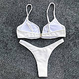 Роздільний пляжний купальник білого кольору ліф з кісточками, фото 2