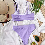 Жіночий спортивний роздільний купальник фіолетового кольору, фото 2