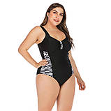 Закритий суцільний купальник синього кольору без кісточок з вкладишами, фото 5