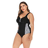 Закритий суцільний купальник синього кольору без кісточок з вкладишами, фото 7