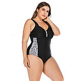 Закритий суцільний купальник синього кольору без кісточок з вкладишами, фото 8