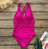 Суцільнийкупальник з утяжкою добре приховує животик у синьому кольорі, фото 10