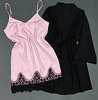 Жіноча домашній одяг, комплект двійка з тканини софт халат+пеньюар.