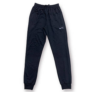 Штани спортивні чоловічі теплі з манжетом тринитка Nike, розмір 46-54, чорні, 05401