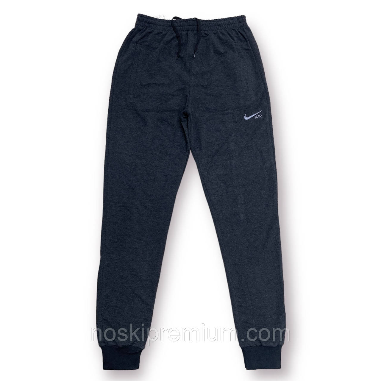 Штани спортивні чоловічі двонитка з манжетом Nike, розміри 46-54, темно-сірі, 0201, фото 1