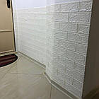 Самоклеючі шпалери Декоративна 3D панель ПВХ Біла цегла 700*770*5 мм, фото 3