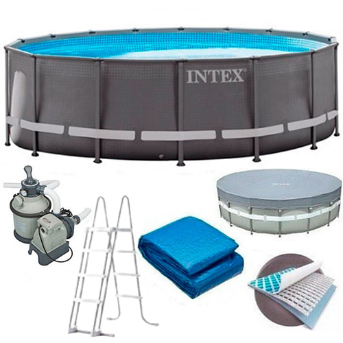 Купить Каркасный бассейн Intex 26326 круглый с лестницей и фильтром ...