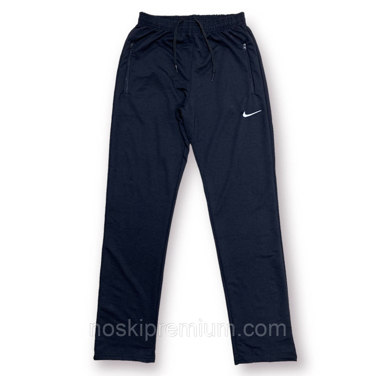 Штаны спортивные мужские двунитка Nike, размеры 46-54, тёмно-синие, 0101 - фото 1 - id-p1793197420