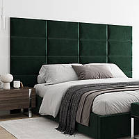 Декоративная мягкая бархатная панель плитка модульное мягкое изголовье кровати 30 * 60 * 5 см Зеленый