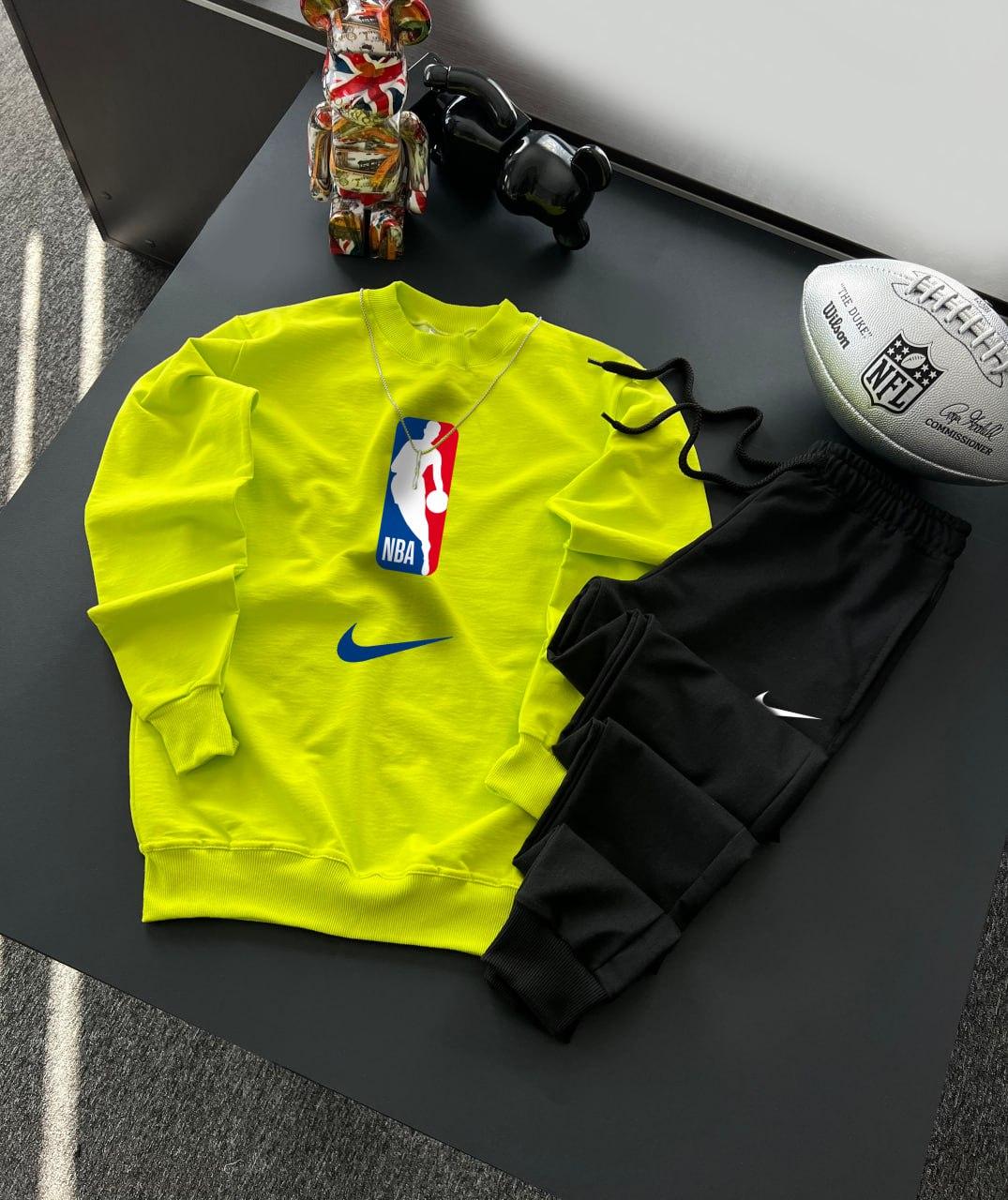Спортивний костюм Nike x Nba чоловічий трикотажний весняний осінній салатовий світшот штани найк Нба