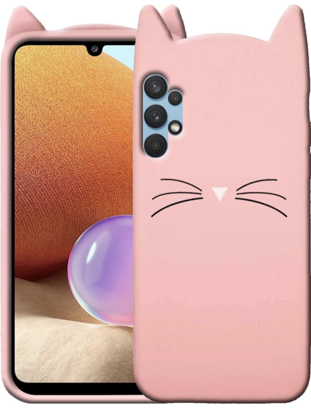 3D Чохол для Samsung Galaxy A32 4G (A325F) Котик з вушками і вусиками 3D Чохол для Samsung Galaxy A32 4G (A325F) Котик з вушками і вусиками
