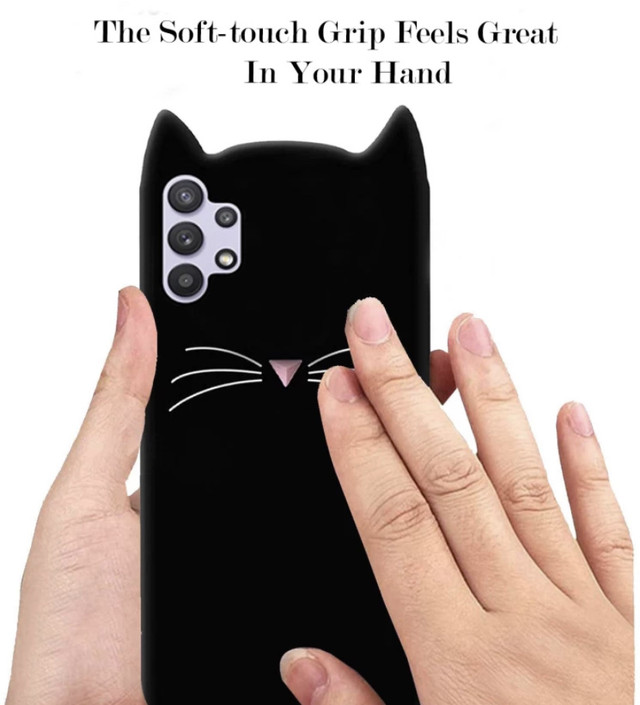 3D Чохол для Samsung Galaxy A32 4G (A325F) Котик з вушками і вусиками 3D Чохол для Samsung Galaxy A32 4G (A325F) Котик з вушками і вусиками