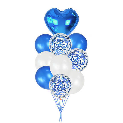 Фонтан з 10 кульок | Синій з серцем, фото 1