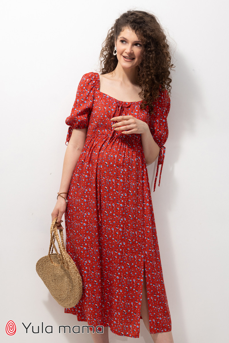 Модна сукня для вагітних та годування BRIELLA DR-23.051 червона, фото 1